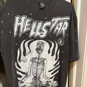 Black Graphic Tee with Skeleton Design